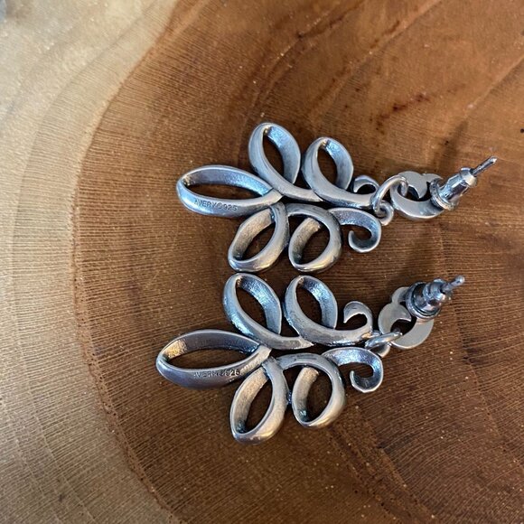 RETIRED James Avery Ribbon Ear Post Earrings, Sterling Silver - Picture 2 of 3